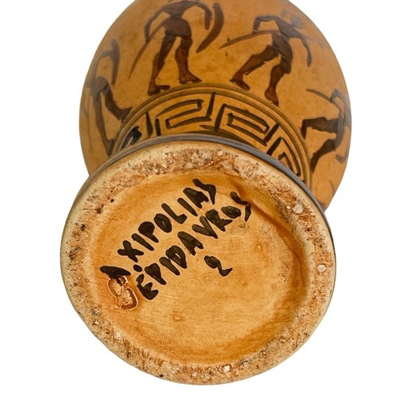 Greek Pitcher Ewer Hand Painted Pottery Vase A Xipolias Epidavros Greece 8.5 x3 - Picture 7 of 8